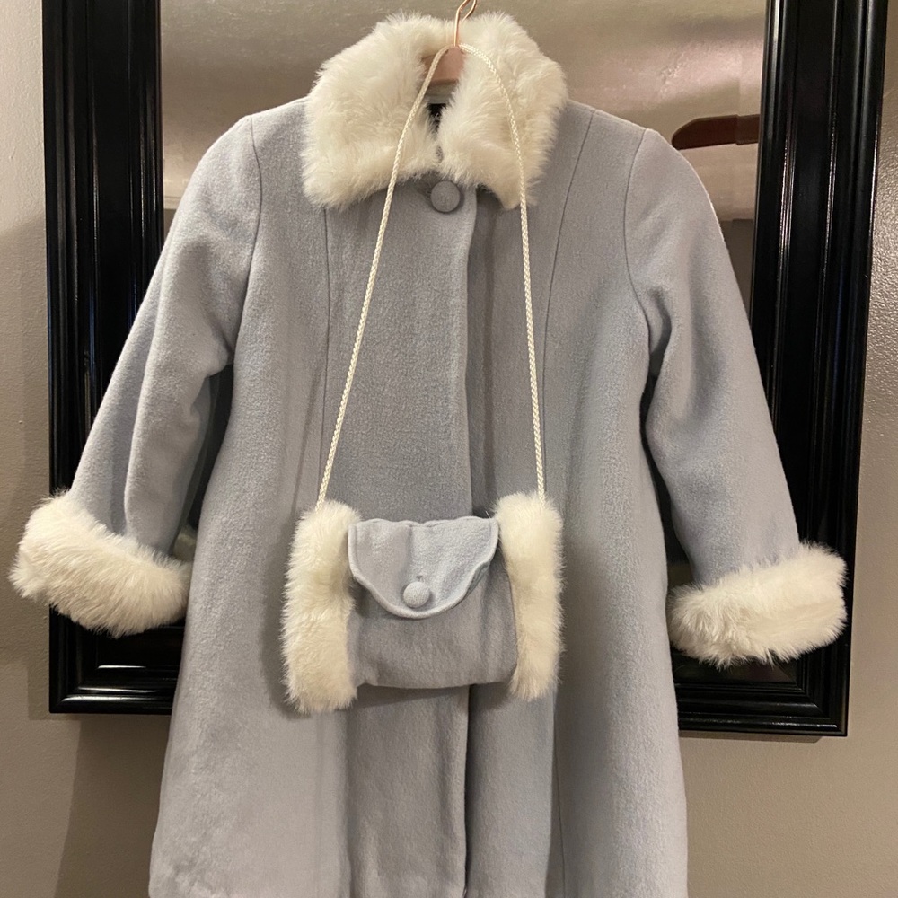 Stephanie Mathews kids wool coat with matching muff.